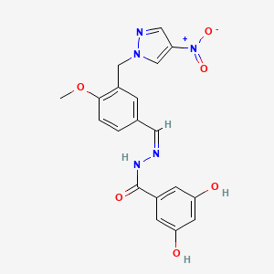 molecular formula C19H17N5O6 B4284663 3,5-dihydroxy-N'-{4-methoxy-3-[(4-nitro-1H-pyrazol-1-yl)methyl]benzylidene}benzohydrazide 
