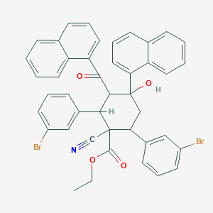 molecular formula C43H33Br2NO4 B428467 Ethyl 2,6-bis(3-bromophenyl)-1-cyano-4-hydroxy-3-(1-naphthoyl)-4-(1-naphthyl)cyclohexanecarboxylate 