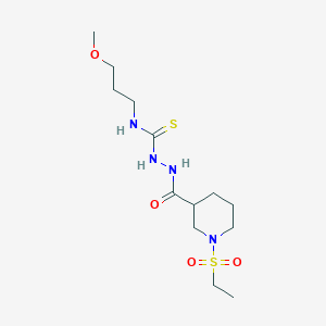 molecular formula C13H26N4O4S2 B4284687 2-{[1-(ethylsulfonyl)-3-piperidinyl]carbonyl}-N-(3-methoxypropyl)hydrazinecarbothioamide 