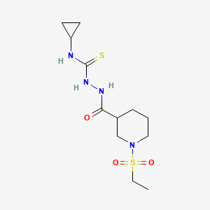 molecular formula C12H22N4O3S2 B4284704 N-cyclopropyl-2-{[1-(ethylsulfonyl)-3-piperidinyl]carbonyl}hydrazinecarbothioamide 