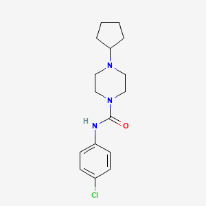 molecular formula C16H22ClN3O B4284726 N-(4-chlorophenyl)-4-cyclopentyl-1-piperazinecarboxamide 