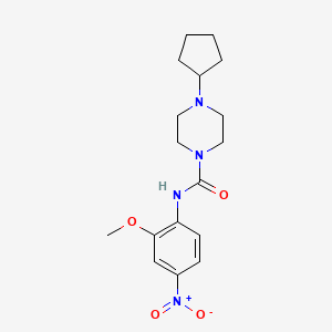 molecular formula C17H24N4O4 B4284744 4-cyclopentyl-N-(2-methoxy-4-nitrophenyl)-1-piperazinecarboxamide 