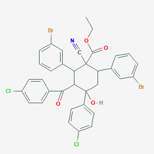 molecular formula C35H27Br2Cl2NO4 B428475 Ethyl 2,6-bis(3-bromophenyl)-3-(4-chlorobenzoyl)-4-(4-chlorophenyl)-1-cyano-4-hydroxycyclohexanecarboxylate 