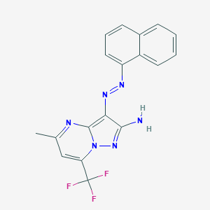 5-Methyl-3-(1-naphthyldiazenyl)-7-(trifluoromethyl)pyrazolo[1,5-a]pyrimidin-2-ylamine