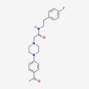 molecular formula C22H26FN3O2 B4284791 2-[4-(4-acetylphenyl)-1-piperazinyl]-N-[2-(4-fluorophenyl)ethyl]acetamide 
