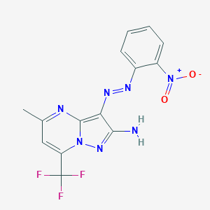 2-Amino-3-({2-nitrophenyl}diazenyl)-5-methyl-7-(trifluoromethyl)pyrazolo[1,5-a]pyrimidine