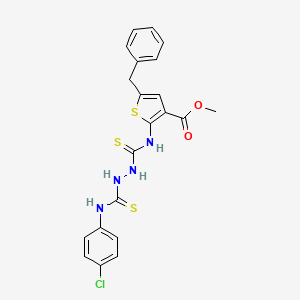 molecular formula C21H19ClN4O2S3 B4284858 methyl 5-benzyl-2-{[(2-{[(4-chlorophenyl)amino]carbonothioyl}hydrazino)carbonothioyl]amino}-3-thiophenecarboxylate 