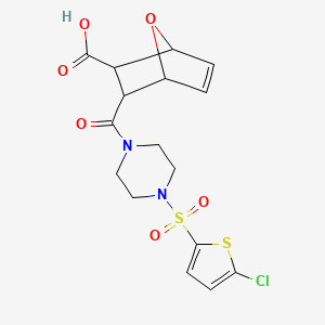 molecular formula C16H17ClN2O6S2 B4284884 3-({4-[(5-chloro-2-thienyl)sulfonyl]-1-piperazinyl}carbonyl)-7-oxabicyclo[2.2.1]hept-5-ene-2-carboxylic acid 