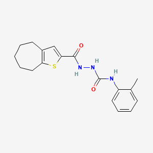 molecular formula C18H21N3O2S B4284888 N-(2-methylphenyl)-2-(5,6,7,8-tetrahydro-4H-cyclohepta[b]thien-2-ylcarbonyl)hydrazinecarboxamide 