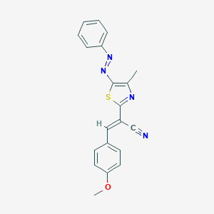 molecular formula C20H16N4OS B428495 3-(4-Methoxyphenyl)-2-[4-methyl-5-(phenyldiazenyl)-1,3-thiazol-2-yl]acrylonitrile 