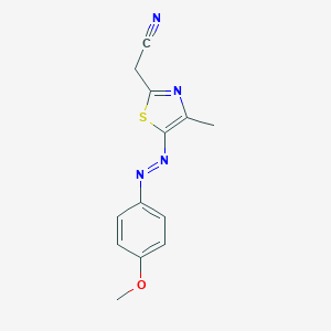 molecular formula C13H12N4OS B428496 2-[5-[(4-Methoxyphenyl)diazenyl]-4-methyl-1,3-thiazol-2-yl]acetonitrile 