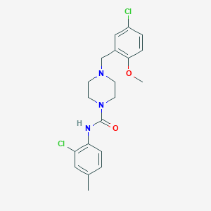molecular formula C20H23Cl2N3O2 B4284972 4-(5-chloro-2-methoxybenzyl)-N-(2-chloro-4-methylphenyl)-1-piperazinecarboxamide 