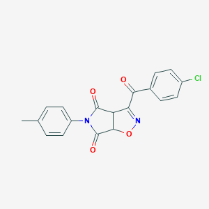 molecular formula C19H13ClN2O4 B428501 3-(4-chlorobenzoyl)-5-(4-methylphenyl)-3aH-pyrrolo[3,4-d]isoxazole-4,6(5H,6aH)-dione 