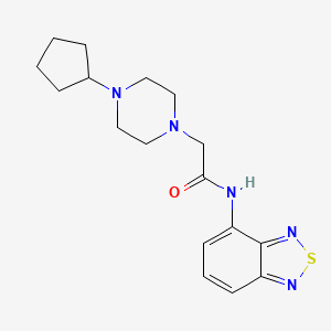 molecular formula C17H23N5OS B4285023 N-2,1,3-benzothiadiazol-4-yl-2-(4-cyclopentyl-1-piperazinyl)acetamide 
