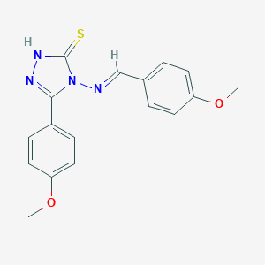 molecular formula C17H16N4O2S B428508 4-[(4-methoxybenzylidene)amino]-5-(4-methoxyphenyl)-4H-1,2,4-triazol-3-yl hydrosulfide CAS No. 347843-91-8