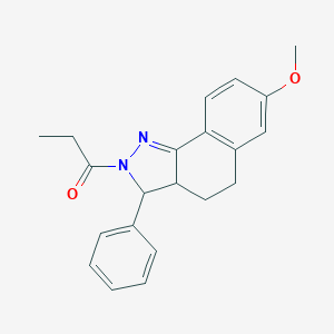 molecular formula C21H22N2O2 B428517 7-methoxy-3-phenyl-2-propionyl-3,3a,4,5-tetrahydro-2H-benzo[g]indazole 