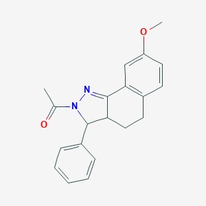 molecular formula C20H20N2O2 B428518 2-Acetyl-8-methoxy-3-phenyl-3,3A,4,5-tetrahydro-2H-benzo(G)indazole 