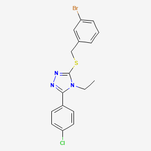 molecular formula C17H15BrClN3S B4285261 3-[(3-bromobenzyl)thio]-5-(4-chlorophenyl)-4-ethyl-4H-1,2,4-triazole 