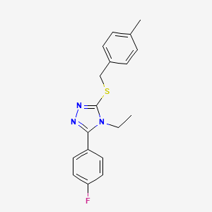 molecular formula C18H18FN3S B4285263 4-ethyl-3-(4-fluorophenyl)-5-[(4-methylbenzyl)thio]-4H-1,2,4-triazole 