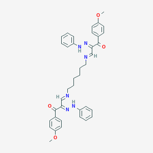 molecular formula C38H40N6O4 B428528 (2E)-1-(4-methoxyphenyl)-3-[6-[[(2E)-3-(4-methoxyphenyl)-3-oxo-2-(phenylhydrazinylidene)propylidene]amino]hexylimino]-2-(phenylhydrazinylidene)propan-1-one 