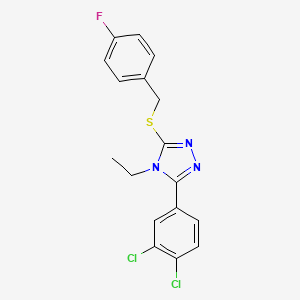 molecular formula C17H14Cl2FN3S B4285284 3-(3,4-dichlorophenyl)-4-ethyl-5-[(4-fluorobenzyl)thio]-4H-1,2,4-triazole 