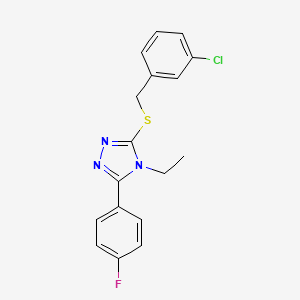 molecular formula C17H15ClFN3S B4285287 3-[(3-chlorobenzyl)thio]-4-ethyl-5-(4-fluorophenyl)-4H-1,2,4-triazole 