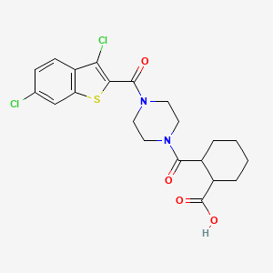 molecular formula C21H22Cl2N2O4S B4285347 2-({4-[(3,6-dichloro-1-benzothien-2-yl)carbonyl]-1-piperazinyl}carbonyl)cyclohexanecarboxylic acid 