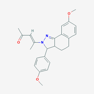 molecular formula C24H26N2O3 B428542 4-[8-methoxy-3-(4-methoxyphenyl)-3,3a,4,5-tetrahydro-2H-benzo[g]indazol-2-yl]-3-penten-2-one 