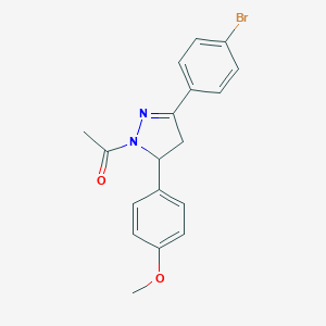 molecular formula C18H17BrN2O2 B428551 1-(3-(4-bromophenyl)-5-(4-methoxyphenyl)-4,5-dihydro-1H-pyrazol-1-yl)ethanone 