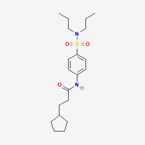 molecular formula C20H32N2O3S B4285511 3-cyclopentyl-N-{4-[(dipropylamino)sulfonyl]phenyl}propanamide 