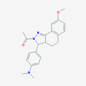 molecular formula C22H25N3O2 B428552 N-[4-(2-acetyl-8-methoxy-3,3a,4,5-tetrahydro-2H-benzo[g]indazol-3-yl)phenyl]-N,N-dimethylamine 