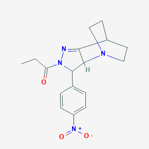 molecular formula C17H20N4O3 B428553 3-(4-Nitrophenyl)-2-propionyl-2,3,3a,5,6,7-hexahydro-4,7-ethanopyrazolo[4,3-b]pyridine CAS No. 6087-61-2