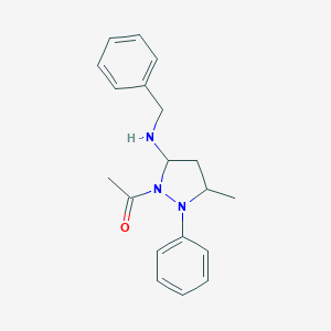 molecular formula C19H23N3O B428555 1-[5-(Benzylamino)-3-methyl-2-phenylpyrazolidin-1-yl]ethanone 