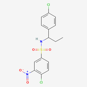 molecular formula C15H14Cl2N2O4S B4285555 4-chloro-N-[1-(4-chlorophenyl)propyl]-3-nitrobenzenesulfonamide 