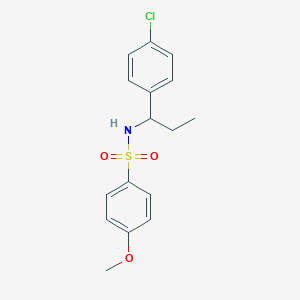 molecular formula C16H18ClNO3S B4285564 N-[1-(4-chlorophenyl)propyl]-4-methoxybenzenesulfonamide 