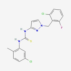 molecular formula C18H15Cl2FN4S B4285569 N-[1-(2-chloro-6-fluorobenzyl)-1H-pyrazol-3-yl]-N'-(5-chloro-2-methylphenyl)thiourea 