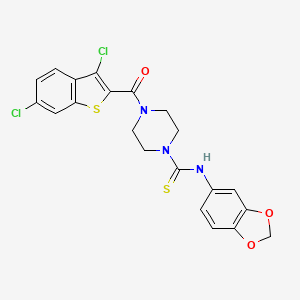 molecular formula C21H17Cl2N3O3S2 B4285594 N-1,3-benzodioxol-5-yl-4-[(3,6-dichloro-1-benzothien-2-yl)carbonyl]-1-piperazinecarbothioamide 