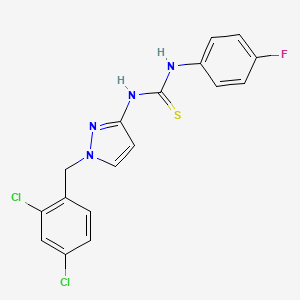 molecular formula C17H13Cl2FN4S B4285604 N-[1-(2,4-dichlorobenzyl)-1H-pyrazol-3-yl]-N'-(4-fluorophenyl)thiourea 