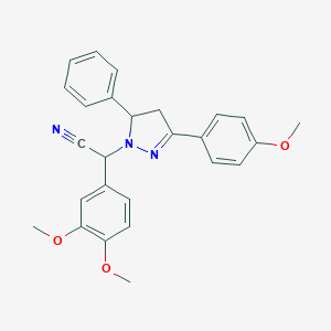 molecular formula C26H25N3O3 B428569 (3,4-dimethoxyphenyl)[3-(4-methoxyphenyl)-5-phenyl-4,5-dihydro-1H-pyrazol-1-yl]acetonitrile 