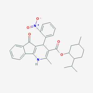 molecular formula C30H32N2O5 B428574 2-isopropyl-5-methylcyclohexyl 4-{2-nitrophenyl}-2-methyl-5-oxo-4,5-dihydro-1H-indeno[1,2-b]pyridine-3-carboxylate 