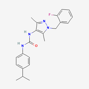 molecular formula C22H25FN4O B4285761 N-[1-(2-fluorobenzyl)-3,5-dimethyl-1H-pyrazol-4-yl]-N'-(4-isopropylphenyl)urea 