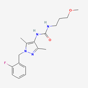 molecular formula C17H23FN4O2 B4285768 N-[1-(2-fluorobenzyl)-3,5-dimethyl-1H-pyrazol-4-yl]-N'-(3-methoxypropyl)urea 