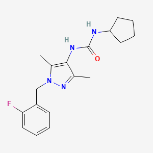 molecular formula C18H23FN4O B4285772 N-cyclopentyl-N'-[1-(2-fluorobenzyl)-3,5-dimethyl-1H-pyrazol-4-yl]urea 