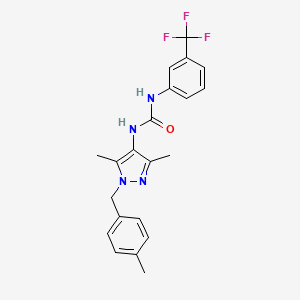 molecular formula C21H21F3N4O B4285792 N-[3,5-dimethyl-1-(4-methylbenzyl)-1H-pyrazol-4-yl]-N'-[3-(trifluoromethyl)phenyl]urea 