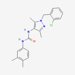 molecular formula C21H23ClN4O B4285899 N-[1-(2-chlorobenzyl)-3,5-dimethyl-1H-pyrazol-4-yl]-N'-(3,4-dimethylphenyl)urea 