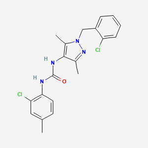 molecular formula C20H20Cl2N4O B4285908 N-[1-(2-chlorobenzyl)-3,5-dimethyl-1H-pyrazol-4-yl]-N'-(2-chloro-4-methylphenyl)urea 