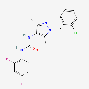 molecular formula C19H17ClF2N4O B4285914 N-[1-(2-chlorobenzyl)-3,5-dimethyl-1H-pyrazol-4-yl]-N'-(2,4-difluorophenyl)urea 