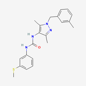 molecular formula C21H24N4OS B4285930 N-[3,5-dimethyl-1-(3-methylbenzyl)-1H-pyrazol-4-yl]-N'-[3-(methylthio)phenyl]urea 