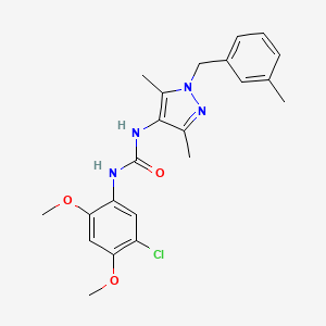 molecular formula C22H25ClN4O3 B4285938 N-(5-chloro-2,4-dimethoxyphenyl)-N'-[3,5-dimethyl-1-(3-methylbenzyl)-1H-pyrazol-4-yl]urea 