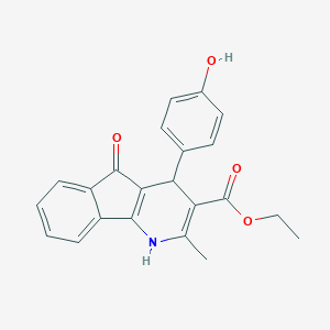 molecular formula C22H19NO4 B428594 Ethyl 4-(4-hydroxyphenyl)-2-methyl-5-oxo-4,5-dihydro-1H-indeno[1,2-b]pyridine-3-carboxylate 